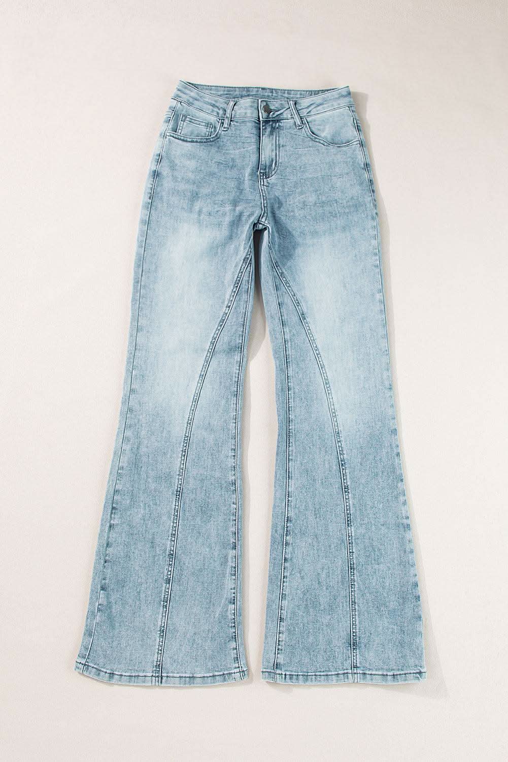 Dusk blue high-rise wide-leg jeans - Love Salve